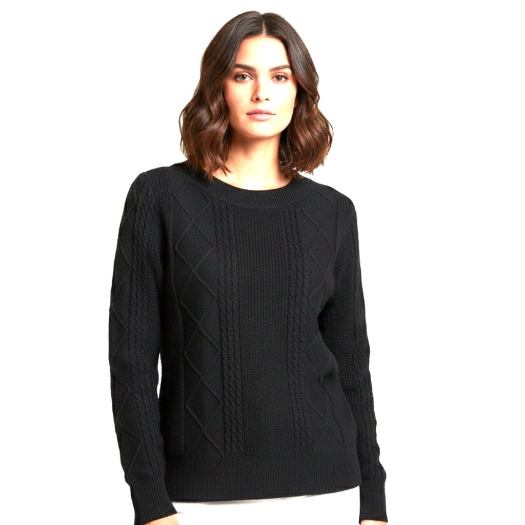 Marina Rinaldi Black Cable Knit Sweater Women's Size S Nwt